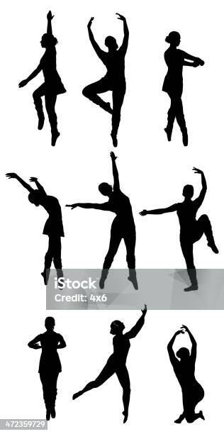 Verschiedene Silhouetten Von Einer Balletttänzer Tanzen Stock Vektor Art und mehr Bilder von Kontur