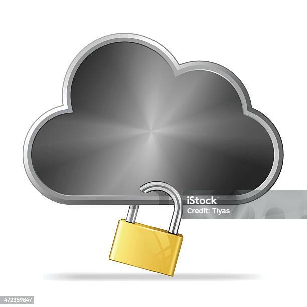 Cloud With Padlock Stock Illustration - Download Image Now - Black Color, Cloud Computing, Cut Out