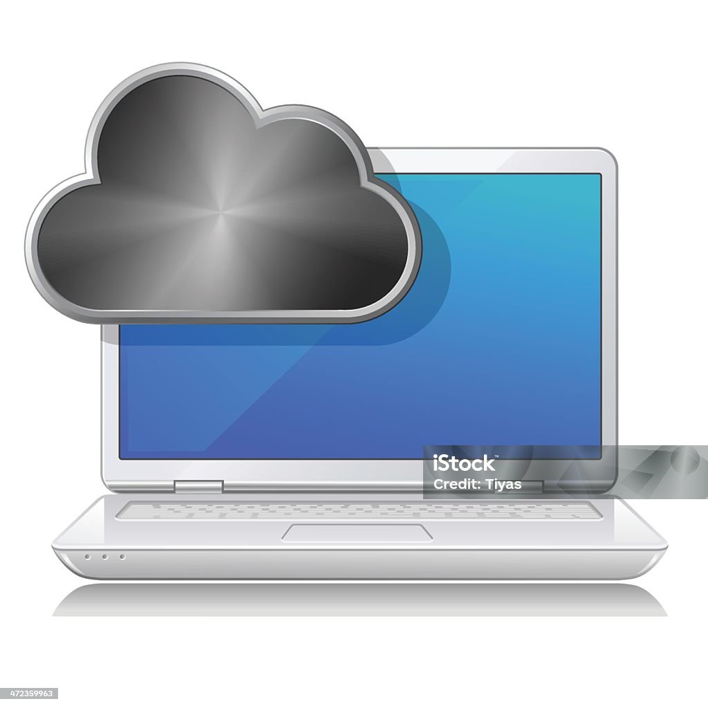 Nuage avec ordinateur portable - clipart vectoriel de Agenda électronique libre de droits