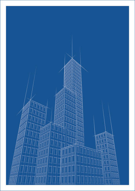 시티스케이프 베드 2 청사진을 - skyscraper stock illustrations