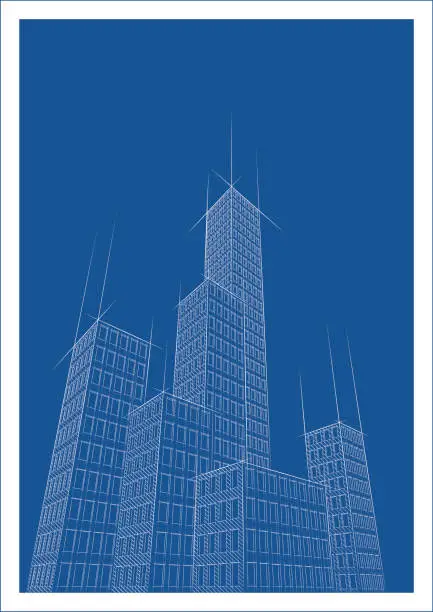 Vector illustration of Cityscape Two Blueprint