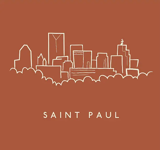 Vector illustration of Saint Paul Skyline Sketch