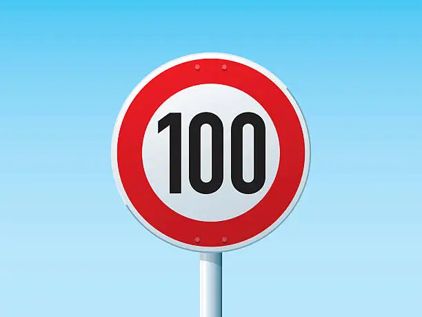 Vector illustration of German Road Sign Speed Limit 100 kmh