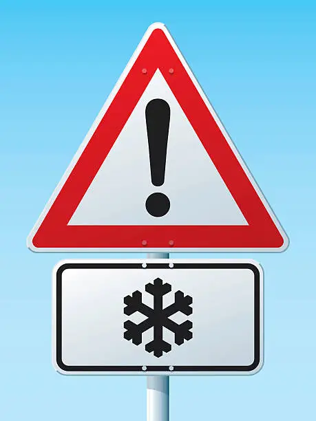 Vector illustration of Dangerous Area Risk Of Ice German Warning Sign