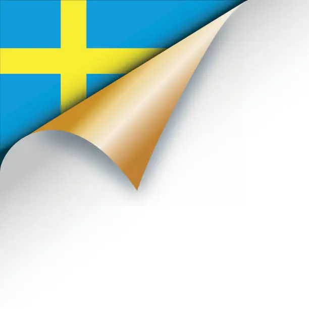 Vector illustration of Corner page turn - Swedish flag