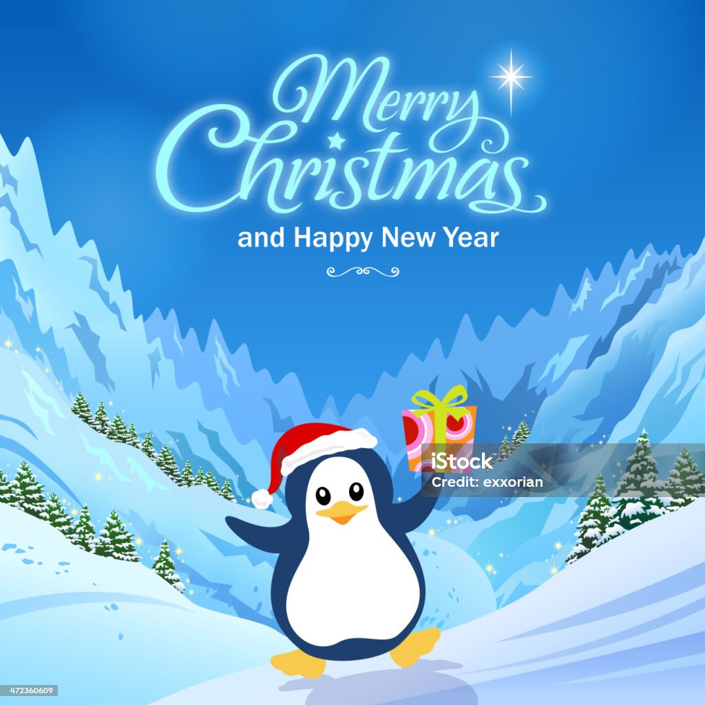 Christmas Penguin in Polar Mountain Christmas penguin Penguin stock vector