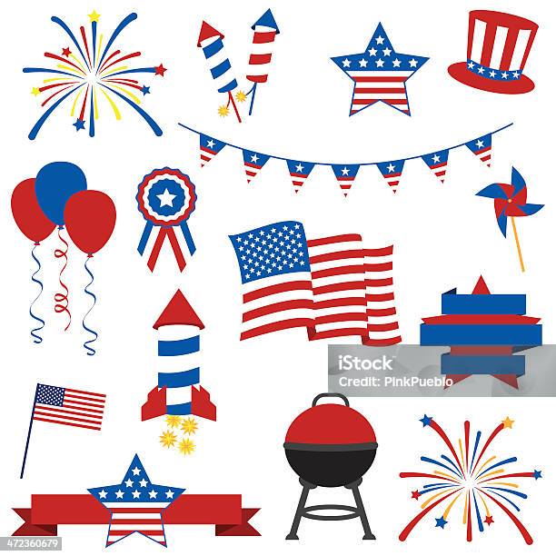 Vector Collection Of July 4th Images Stock Illustration - Download Image Now - Fourth of July, Firework - Explosive Material, Vector