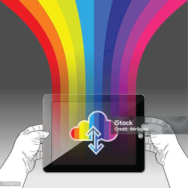 Tablet Pcdanych Chmury Rainbow - Stockowe grafiki wektorowe i więcej obrazów Aplikacja mobilna - Aplikacja mobilna, Big Data, Bluetooth