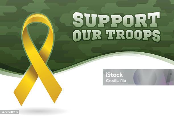 Apoio Às Nossas Tropas - Arte vetorial de stock e mais imagens de Fita - Fita, Veterano de Guerra, Fita Amarela