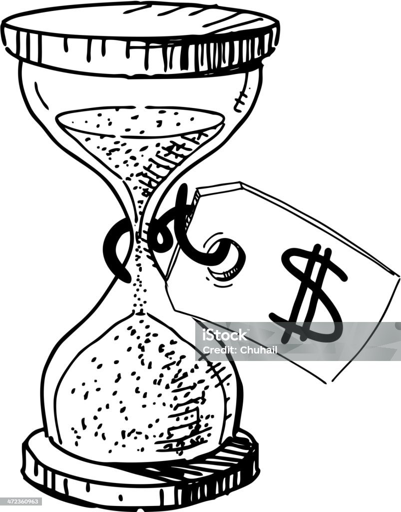 Песочное стекло Часы с цена label - Век�торная графика Бизнес роялти-фри