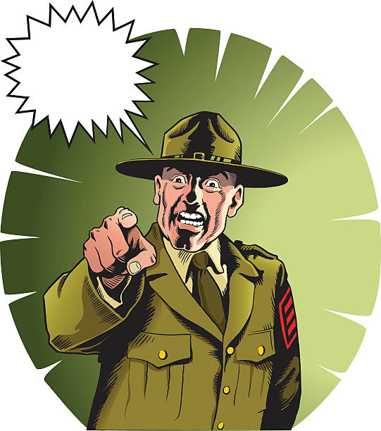 ilustrações, clipart, desenhos animados e ícones de treinador - sergeant army pointing armed forces