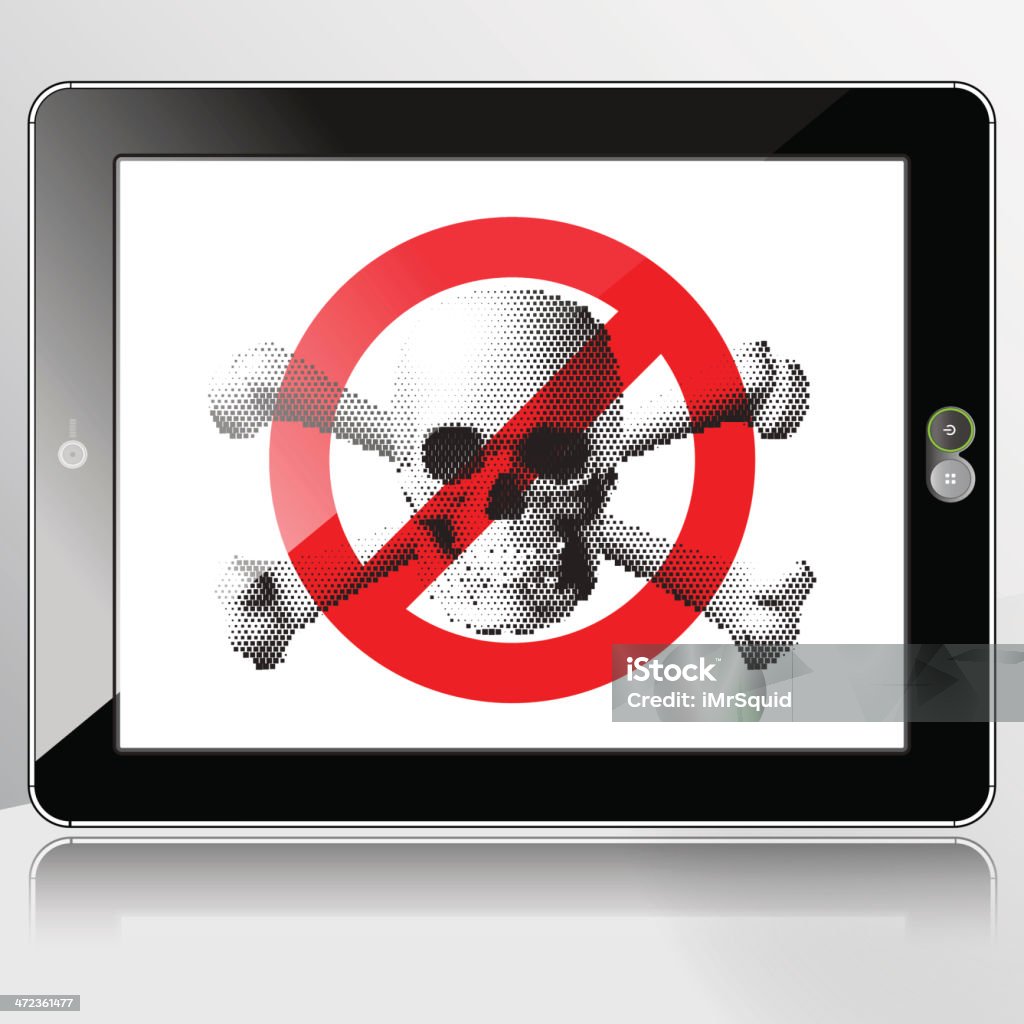Horizontal Tablet PC - No Pirate Content allowed No Pirated content installed on Tablet PC.  Bluetooth stock vector