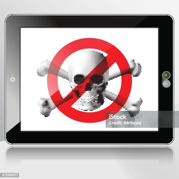 Horizontal Tablet Pc No Pirate Content Allowed Stock Illustration - Download Image Now - Bluetooth, Cloud Computing, Communication
