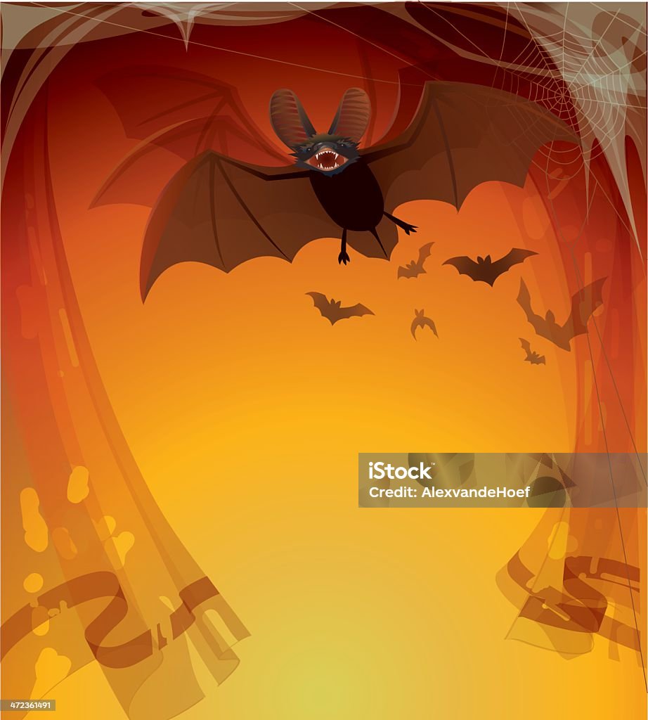 Sfondo di Halloween con Mazza - arte vettoriale royalty-free di Arancione