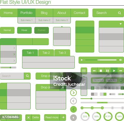 istock UI/UX flat design green and grey diagram laid out in grid 472361685