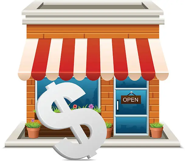 Vector illustration of Store with dollar sign