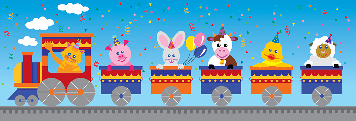 Farm animals birthday train