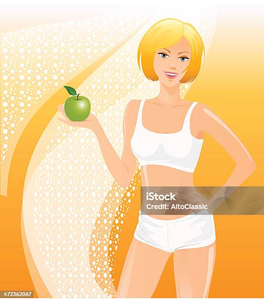Gesunde Fitness Mädchen Stock Vektor Art und mehr Bilder von Abnehmen - Abnehmen, Frauen, Apfel