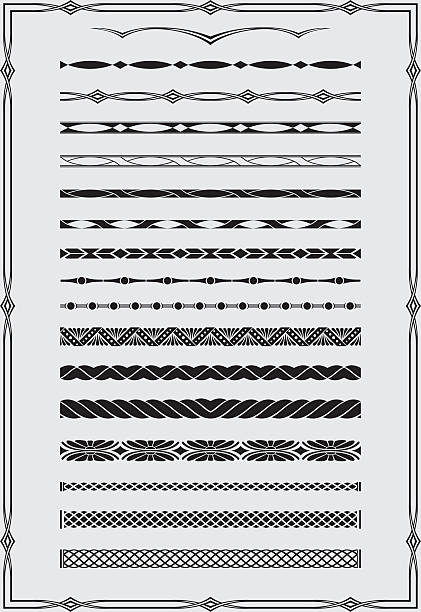 illustrazioni stock, clip art, cartoni animati e icone di tendenza di divisori - divider single line striped ornate