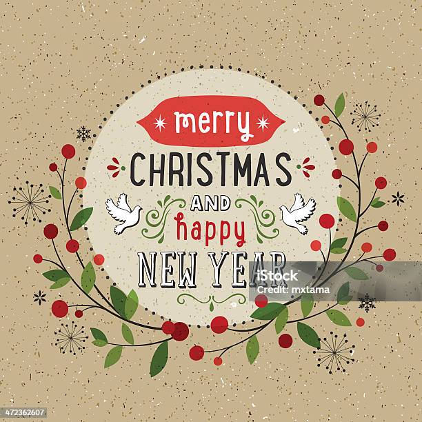 Ręcznie Rysowane Wakacje Karty - Stockowe grafiki wektorowe i więcej obrazów Boże Narodzenie - Boże Narodzenie, Wieniec, Kartka świąteczna