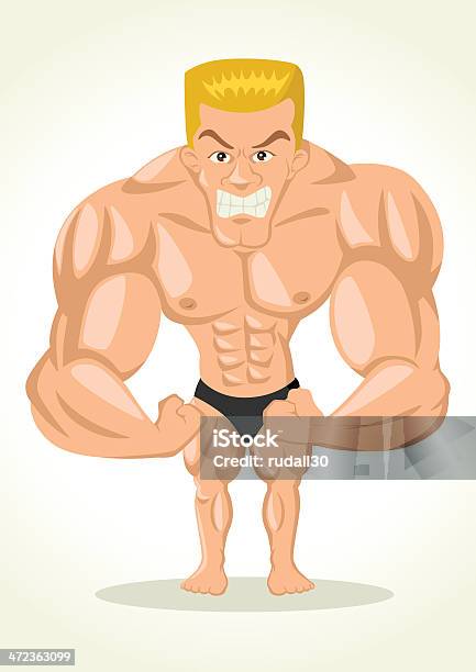 Bodybuilder Stock Illustration - Download Image Now - Body Building, Caricature, Adult