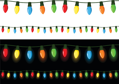 Christmas Lights Illustration - Download Image Now - Christmas String, Lighting - iStock