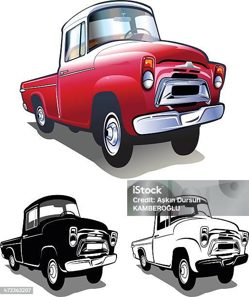 Pickup Ciężarowy - Stockowe grafiki wektorowe i więcej obrazów Alufelga - Alufelga, Czarno biały, Czerwony