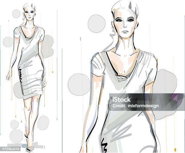 Modelo De Moda - Arte vetorial de stock e mais imagens de Moda - Moda, Desenho, Ilustração