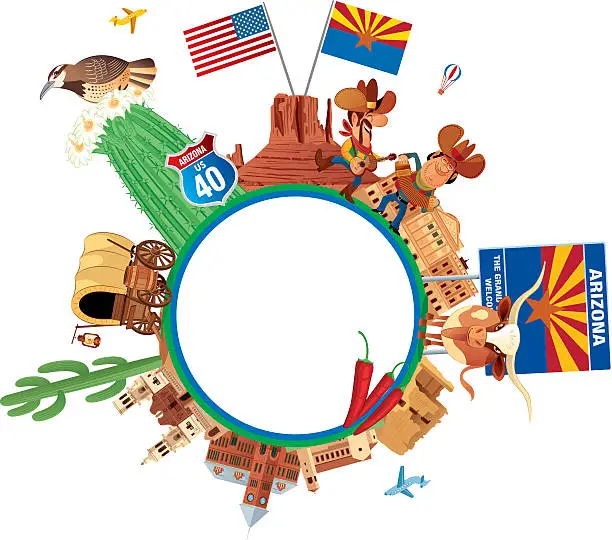 Vector illustration of Arizona Travel Symbols