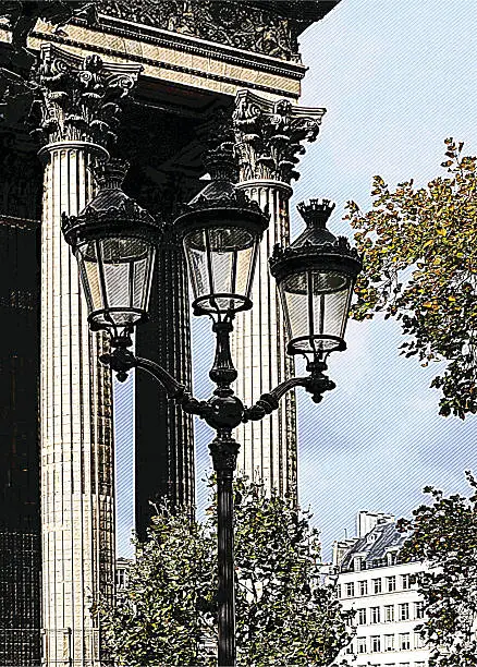 Vector illustration of Paris Street Light and Columns