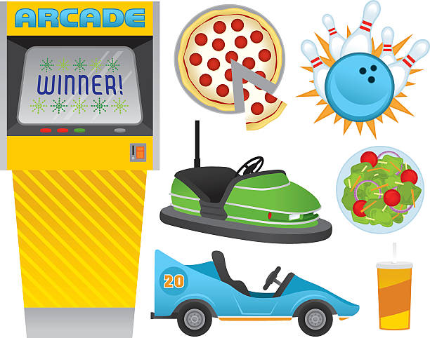 illustrazioni stock, clip art, cartoni animati e icone di tendenza di intrattenimento per tutta la famiglia - amusement arcade arcade video game sport