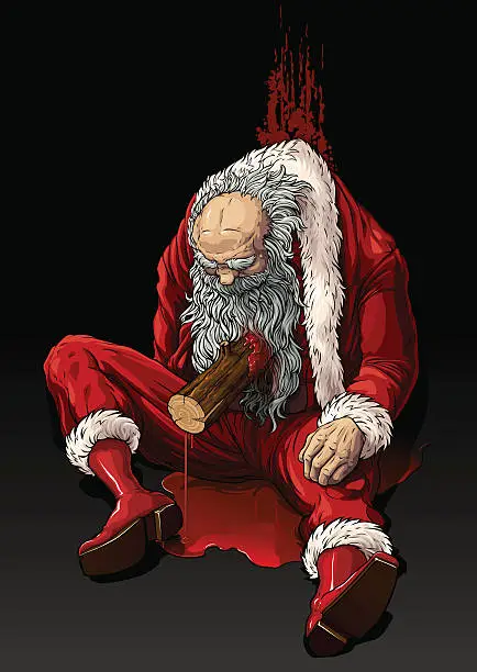 Vector illustration of Dead Santa Claus