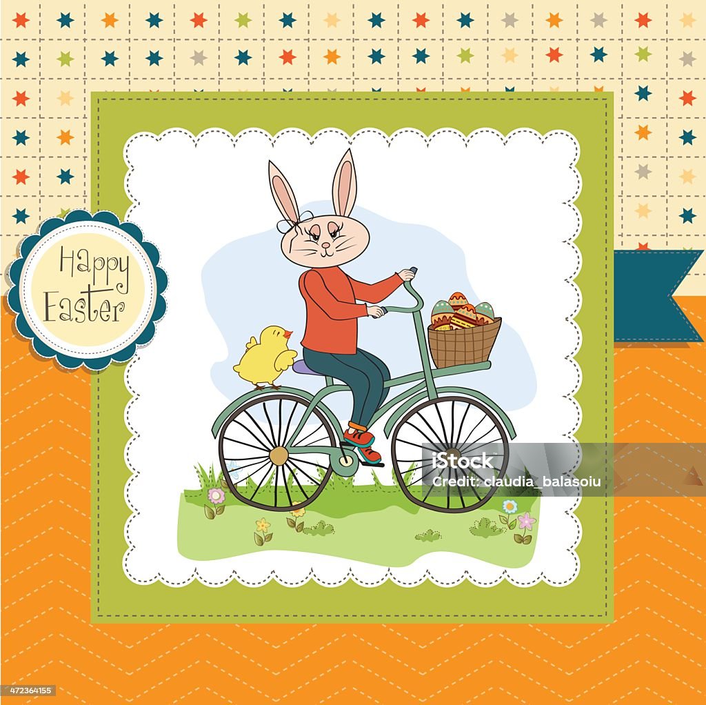 Easter bunny with a basket of eggs Easter bunny with a basket of Easter eggs, vector illustration April stock vector