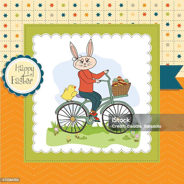 Easter Bunny With A Basket Of Eggs Stock Illustration - Download Image Now - April, Backgrounds, Basket