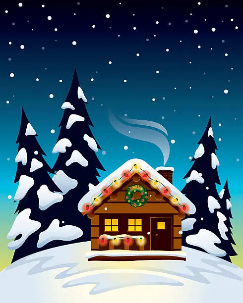 Vector illustration of Christmas Cabin