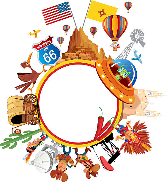 ニューメキシコの旅行 - new mexico flag点のイラスト素材／クリップアート素材／マンガ素材／アイコン素材