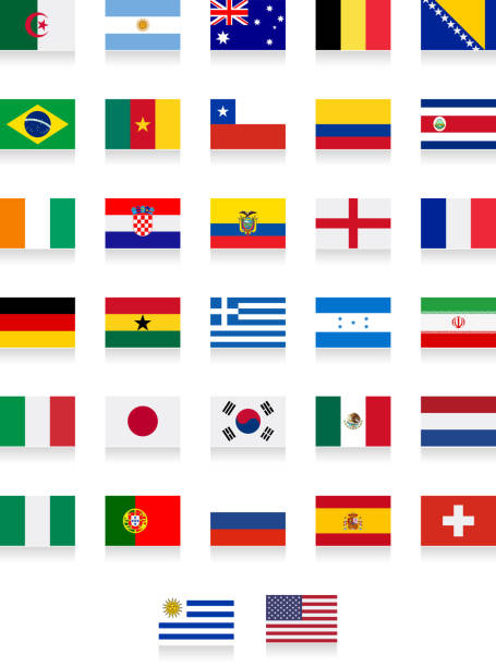 бразилия 2014 — полный флаг collection - portugal ghana stock illustrations