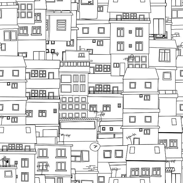 ilustrações, clipart, desenhos animados e ícones de esboço de cidade sem costura - favela