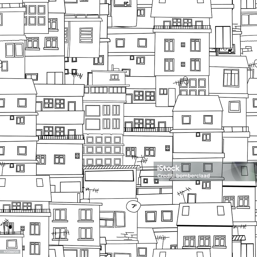 Seamless city sketch Seamless city sketch in black and white Slum stock vector
