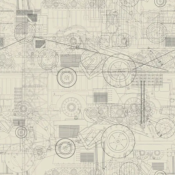 Vector illustration of Industrial vehicles pattern