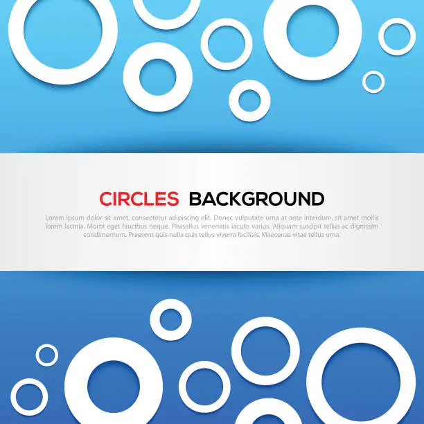 Vector illustration of Abstract 3D blue circles background.