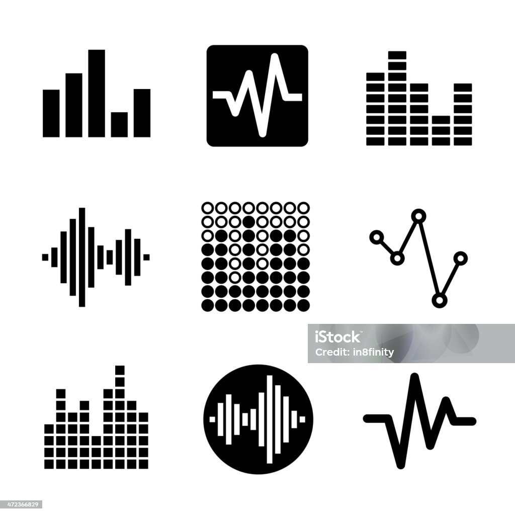 Music soundwave icons set Music soundwave equalizer graphics icons set. Vector. Amplifier stock vector
