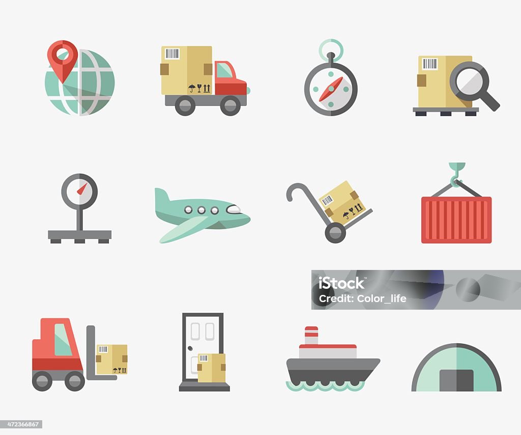 Logistics icons Set of 12 logistics icons Achievement stock vector