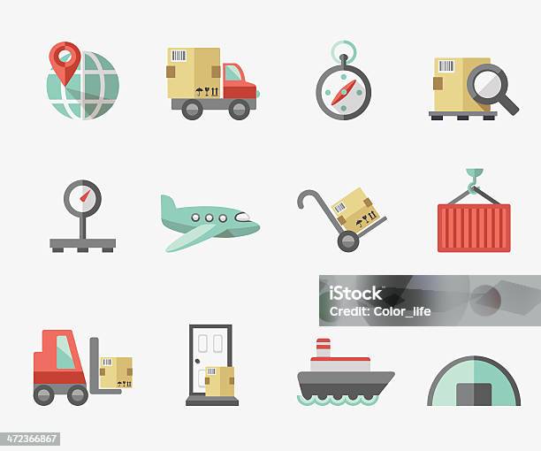 Logistics Icons Stock Illustration - Download Image Now - Achievement, Air Vehicle, Airplane