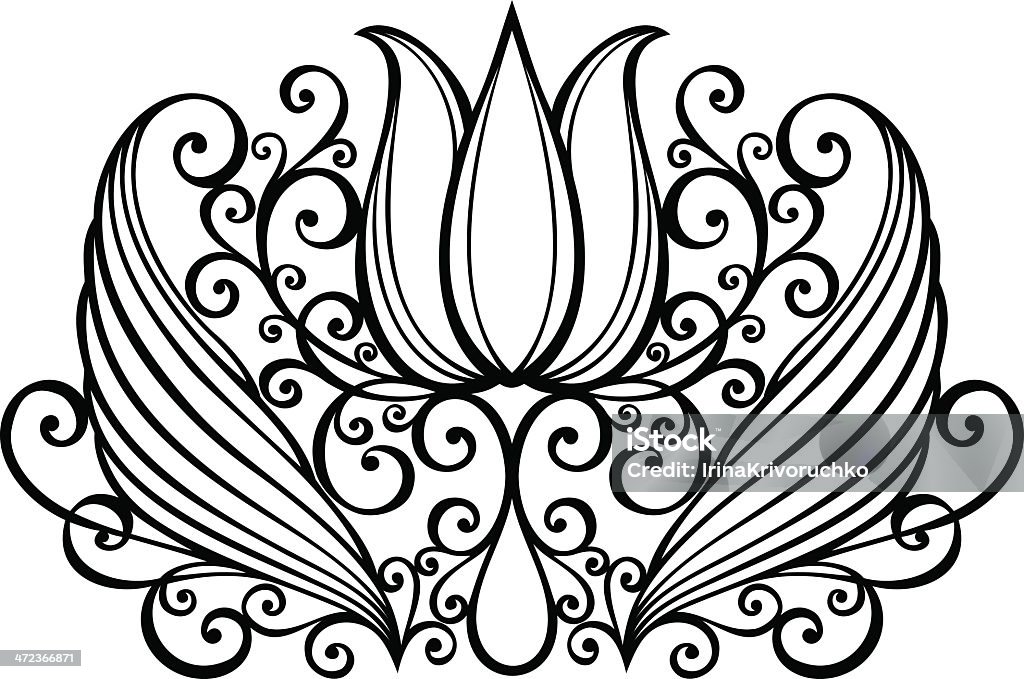 Beautiful Decorative Flower with Leaves (Vector) Beautiful Decorative Flower with Leaves (Vector), Patterned design Abstract stock vector