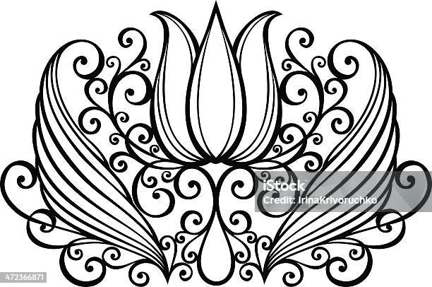 Beautiful Decorative Flower With Leaves Stock Illustration - Download Image Now - Abstract, Art, Art And Craft