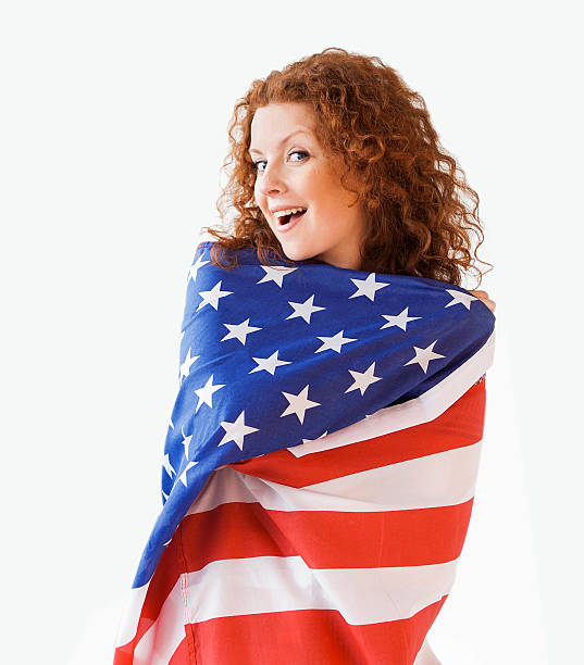 Cute girl with american flag