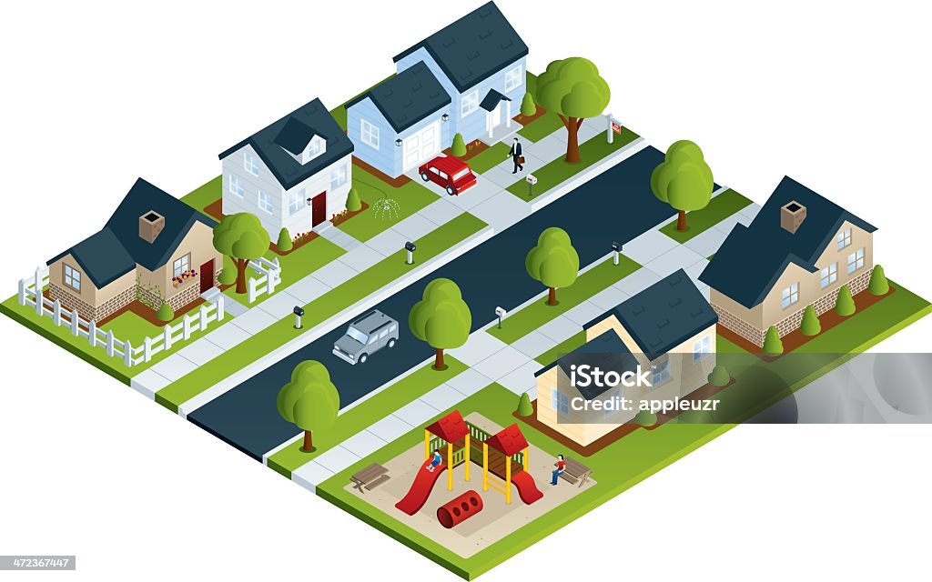 Społeczność Neighborhood - Grafika wektorowa royalty-free (Rzut izometryczny)