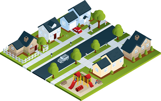 Isometric neighborhood. All colors are global.