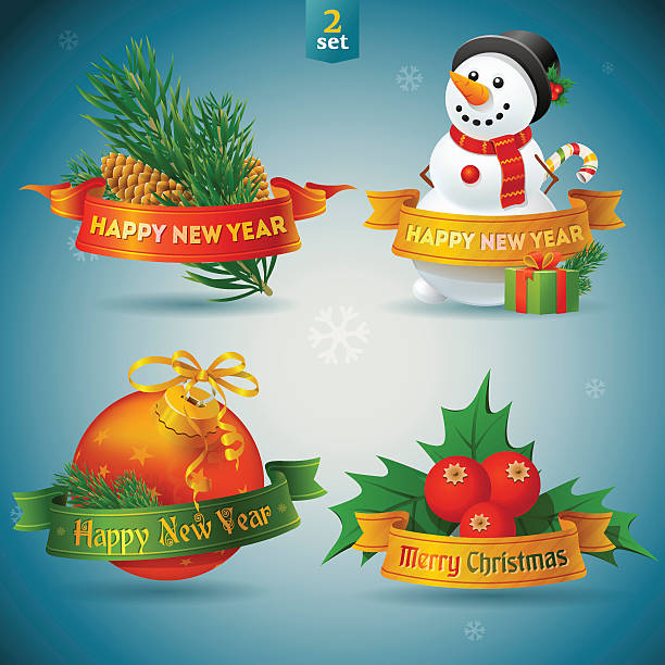 Christmas and New Year icons. vector art illustration